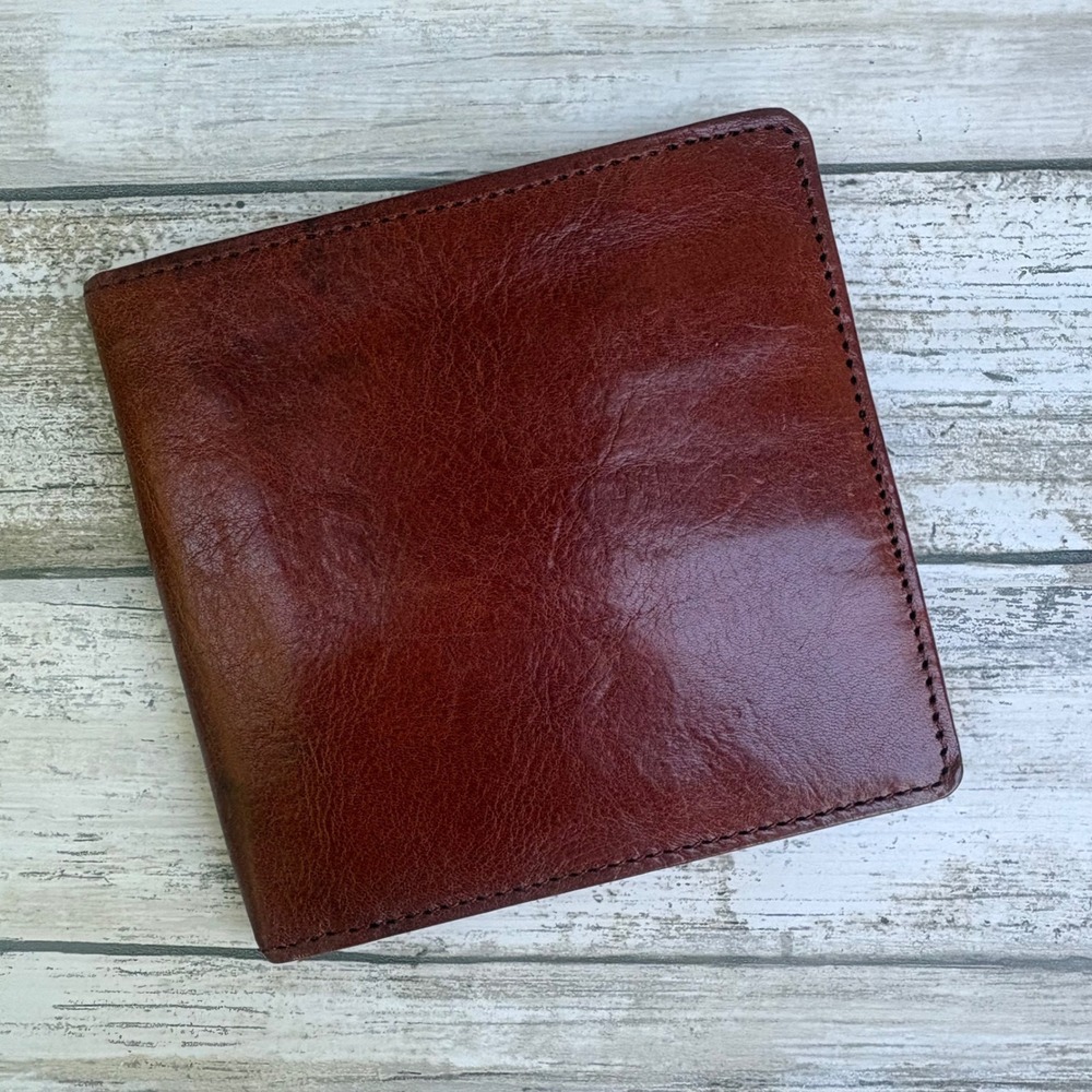 Brighton Bifold Wallet OS Mahogany Brown Mens Leather Slim Card Holder